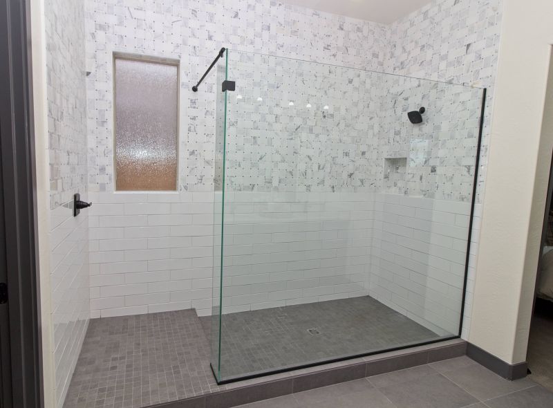 Glass Shower with Frosted Panels